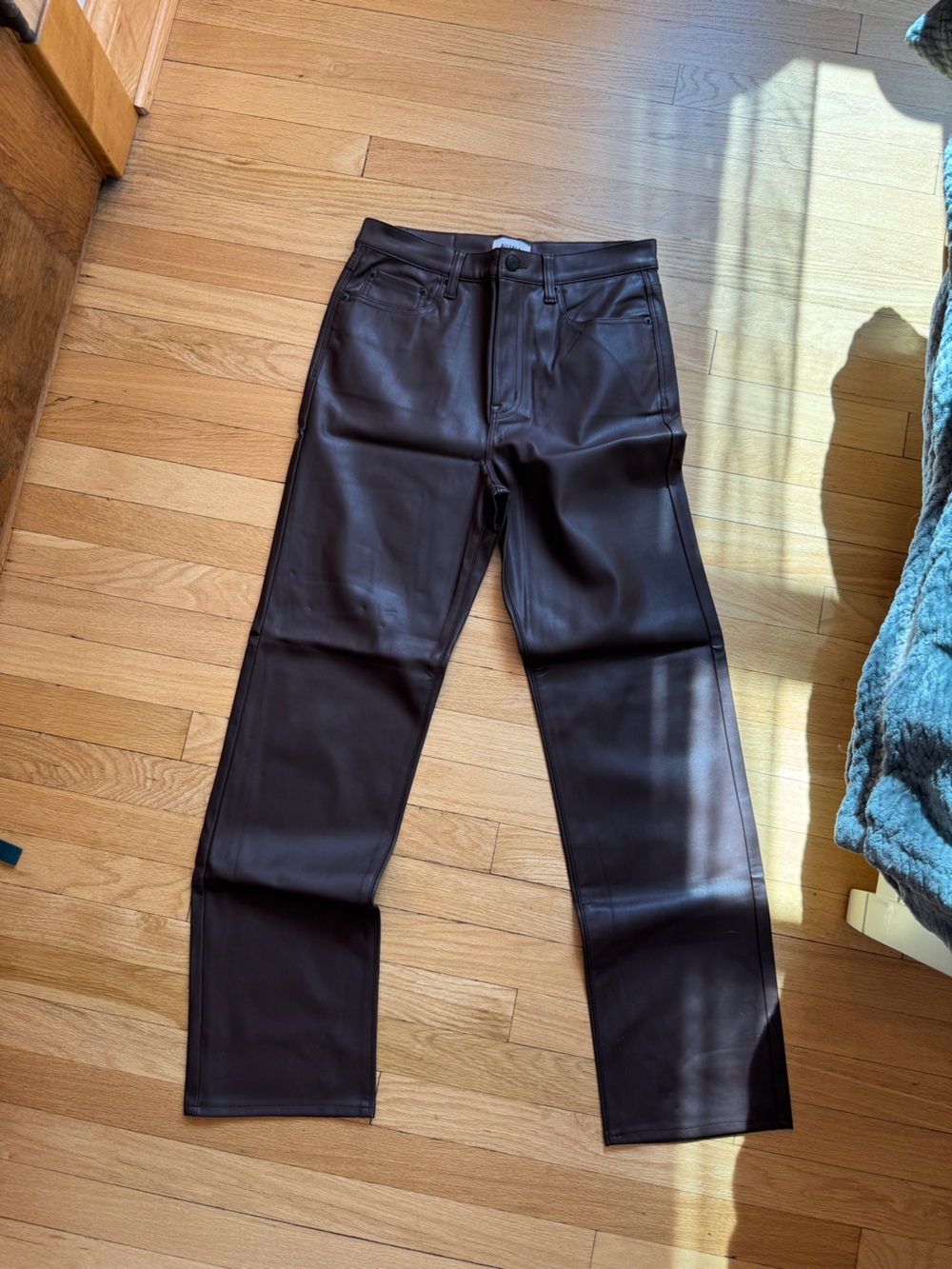 pistola women's Dark Brown Faux Leather Straight Jeans